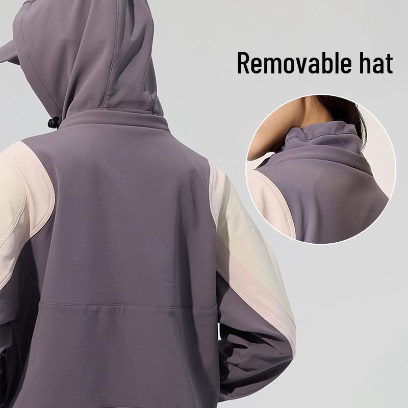 Lotus Leaf Colorblock Softshell Jacket: Water-Repellent, Elastic Hem, Fleece-Lined, Stand Collar