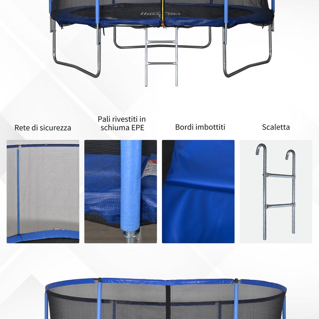 Outdoor Elastic Trampoline, Elastic Mat for Adults for Garden with Safety Net and Padded Edge, Garden and Home Games, diameter 244x240cm