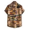Men's Summer Personalized Short Sleeve Printed Casual Shirt Lapel Casual Tops