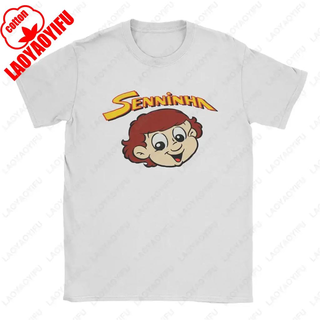 Senninha Ayrton Senna Cartoon Accessories Womens Short Sleeve Funny Graphic Print Tshirt Summer Harajuku Simple Style Tee