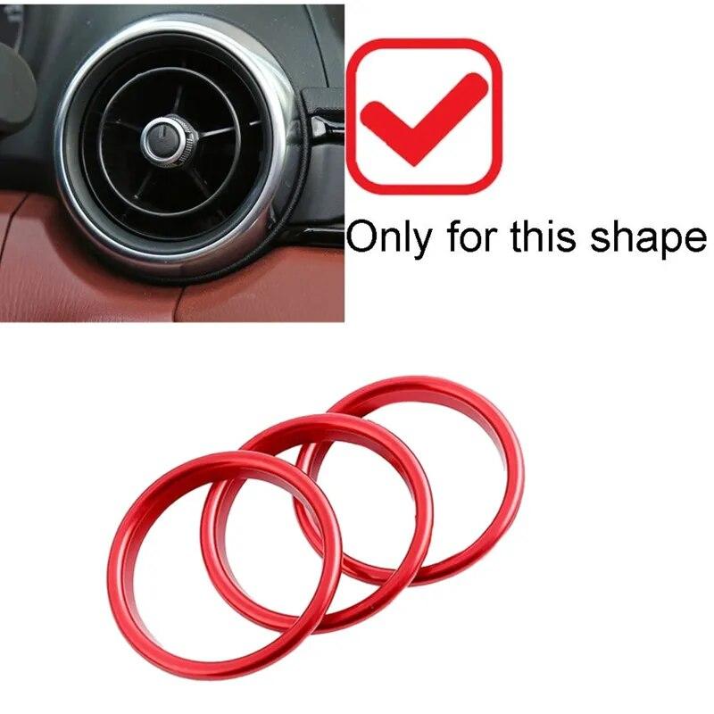 3Pcs/Set Car AC Air Outlet Conditioning Vent Decoration Central Inner Cover Ring Trim For Mazda MX5 Mazda 2 CX3 MX-5 RF ND