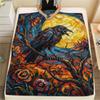 Crow Abstract Print Flannel Blanket, High quality Comfortable for All Seasons, Home Decor, Warmth and Comfort, Perfect for Christmas Gifts50