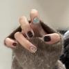 Glitter Color Block Press-On Nails: Short, Versatile Autumn/Winter Manicure Stickers, One Size Fits All