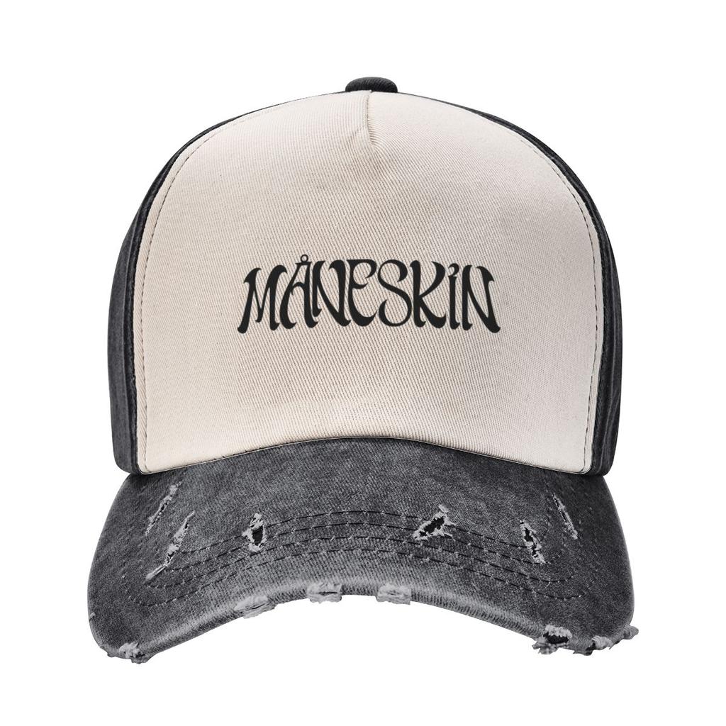 Винтажные бейсболки с логотипом Maneskin Band для женщин унисекс, рваная джинсовая шляпа для папы, активный отдых на свежем воздухе, неструктурированные мягкие кепки, шляпа