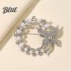 Faux Pearl Rhinestone Brooch Anti-Exposure Round Women Shape with Rhinestones
