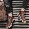 Мода 2025 Осень Британский Ретро Высокий Верх Толстая Подошва Повседневные Короткие Ботинки для Мужчин Модный Тренд Универсальные Удобные Массивные Ботильоны