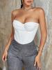 Rose Beauty A  Y2K Solid Boned Lace Up Back Backless Curved Hem Corset Bustier Shapewear Crop Top