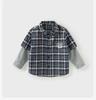 David Bella Boys' Shirt Spring Clothes Baby Cotton Shirt Children's Fake Two piece Top Coat