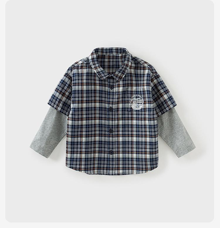David Bella Boys' Shirt Spring Clothes Baby Cotton Shirt Children's Fake Two piece Top Coat
