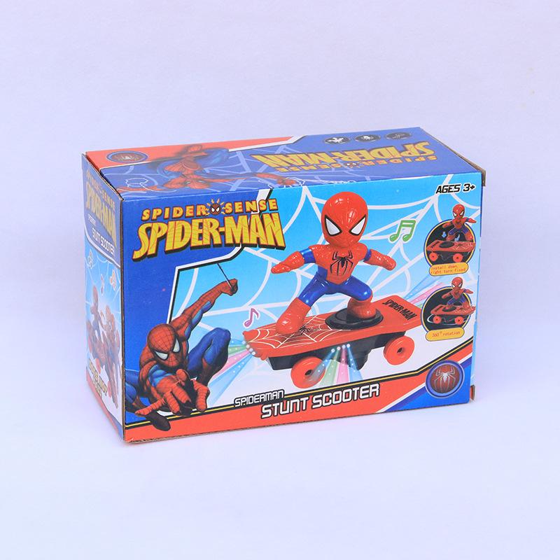 21cm Anime Figures Marvel Spiderman Dolls Toys Scooter Electronic Flash Spiderman Toys Boys Girls Birthday Gifts