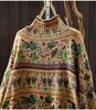 Women's Retro Style Printed Knit Sweater with Half-High Neck