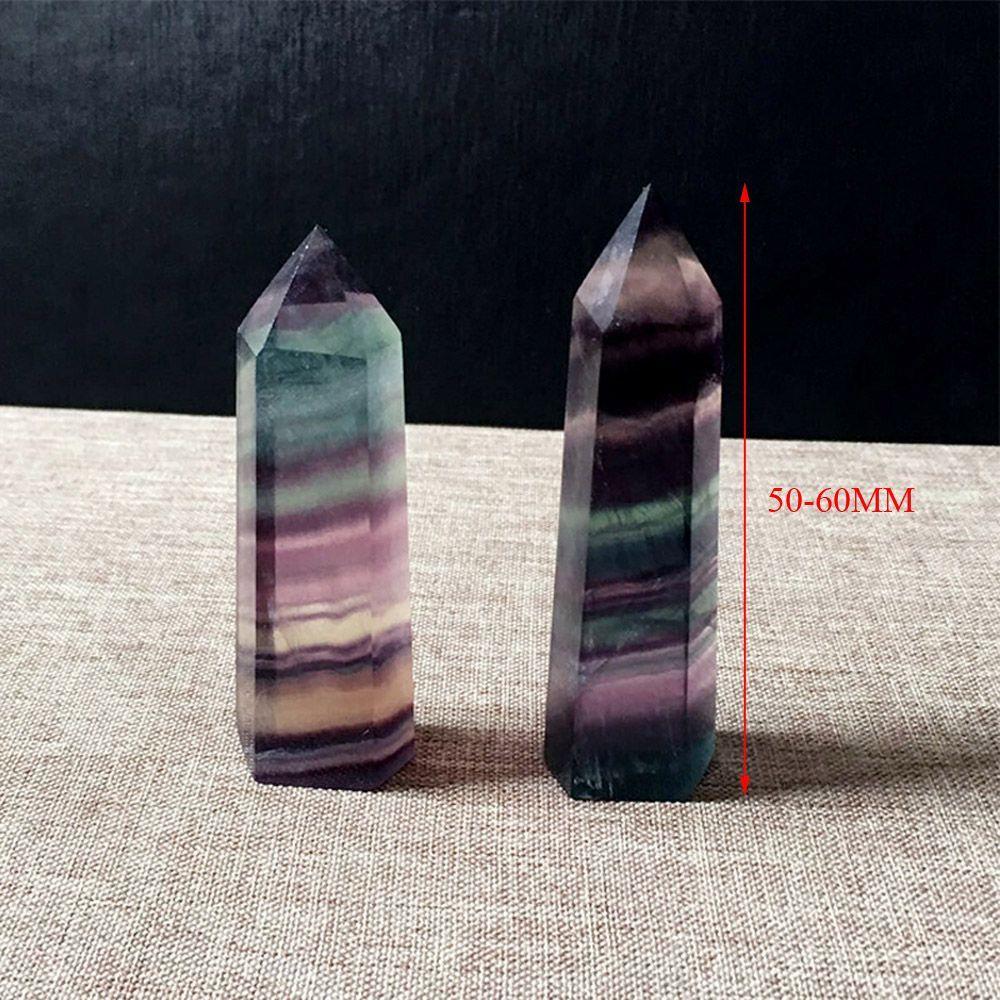 50-60mm Home Colorful Stone Collectables Gemstone Crystal Wand Natural Fluorite Point Healing