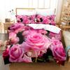 Pink Rose Duvet Cover Set Romantic Themed Valentine's Day Mother's Day Gift Bedding Set Queen King Size Polyester Quilt Cover