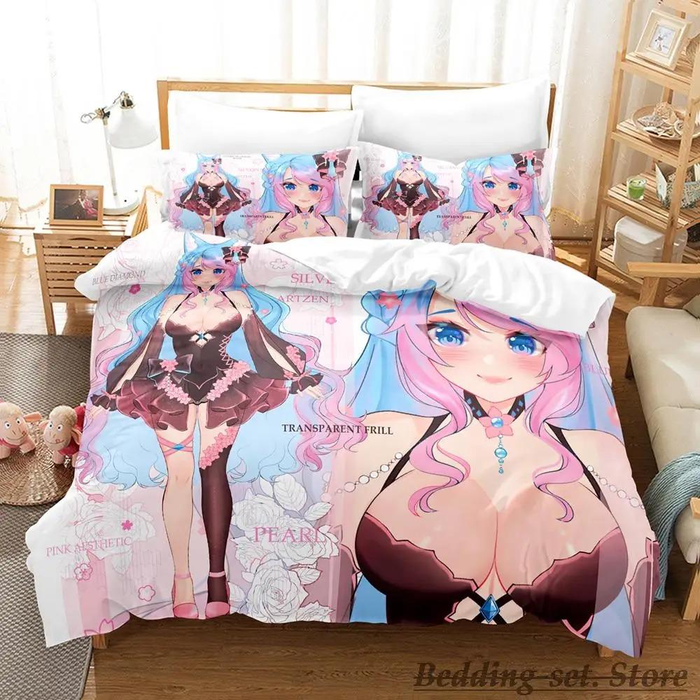 3D аниме сексуальные девушки Silvervale VTuber комплект постельного белья односпальный двухместный полный двуспальный комплект постельного белья для взрослых и детей спальня пододеяльник наборы