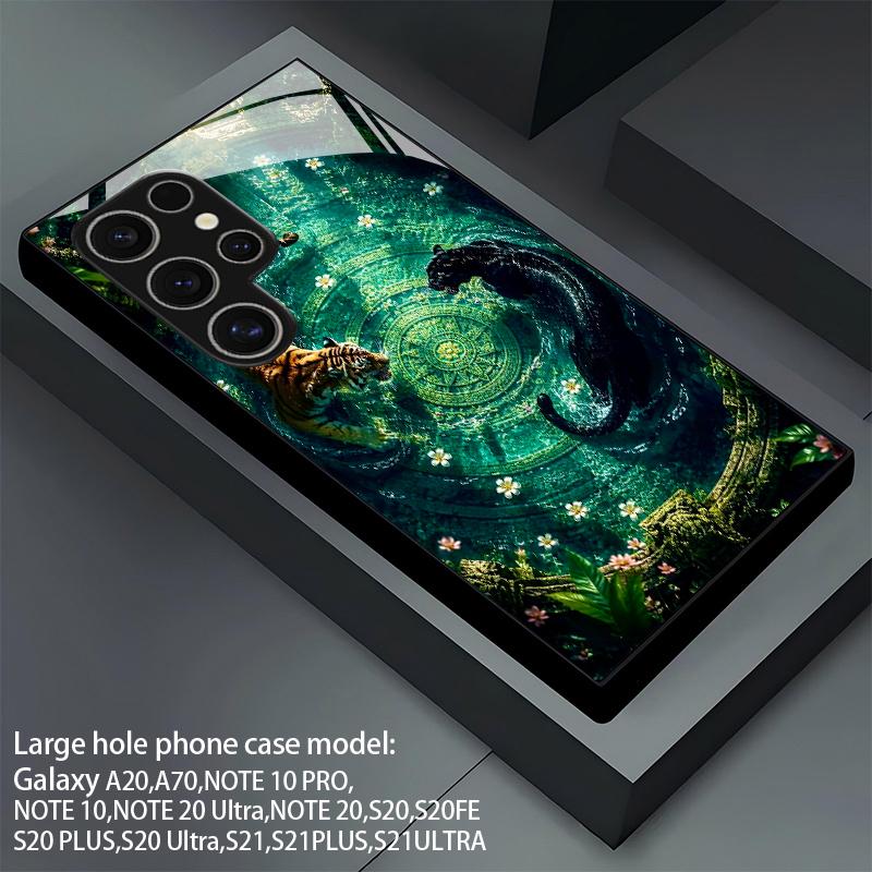 2D чехол для телефона с рисунком «Тигр Леопард Дикая природа» для Samsung S26 S25 S24 S23 S22 S21 S20 A56 A36 A16 - Стеклянная защитная крышка