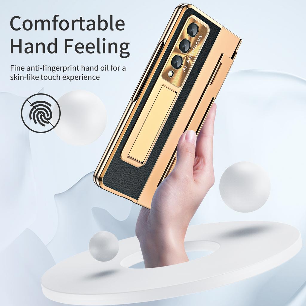 Anti -Scratch Leather Full Body Phone Bag Case For Samsung Galaxy Z Fold 4 Fold3 Fold 3 Zfold4 Fold4 Tempered Glass Film Cover
