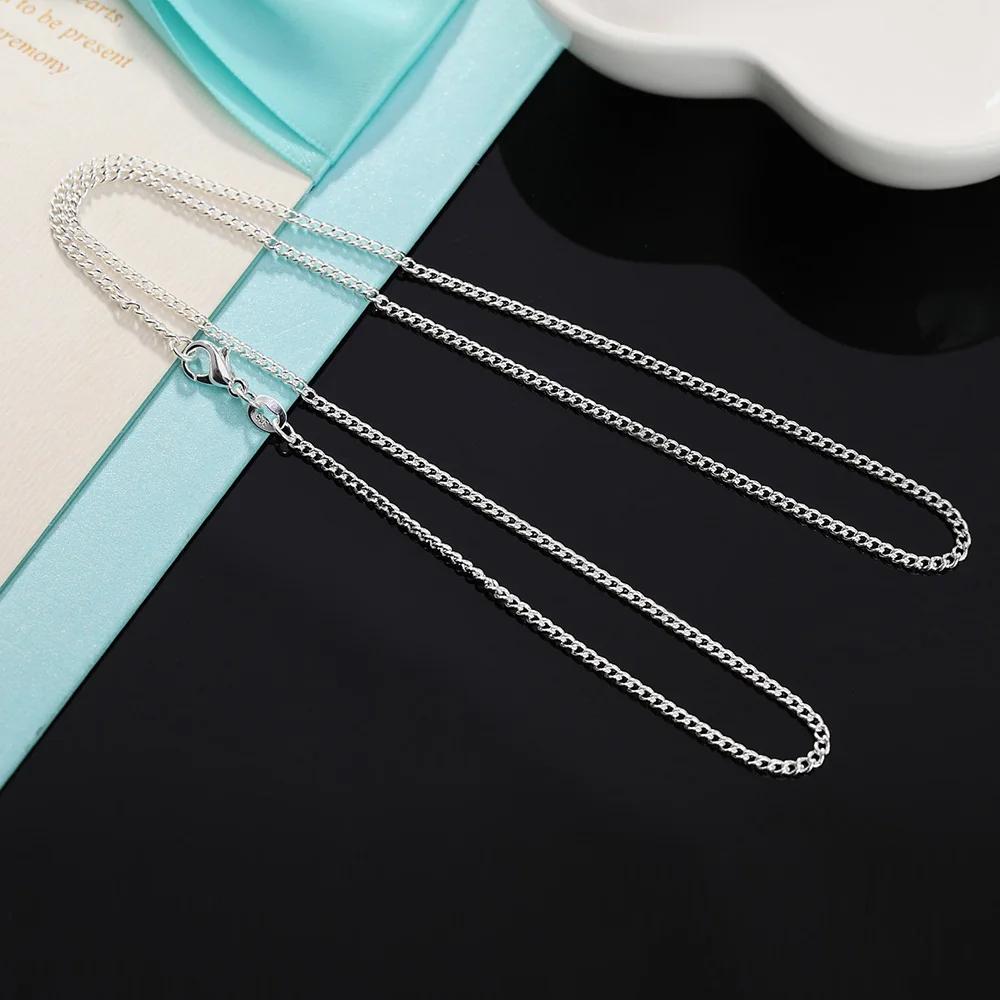 925 Silver Necklace 16/18/20/22/24/26/28/30 Inches 2MM String Chain For Women Men High Quality Jewelrys Gifts