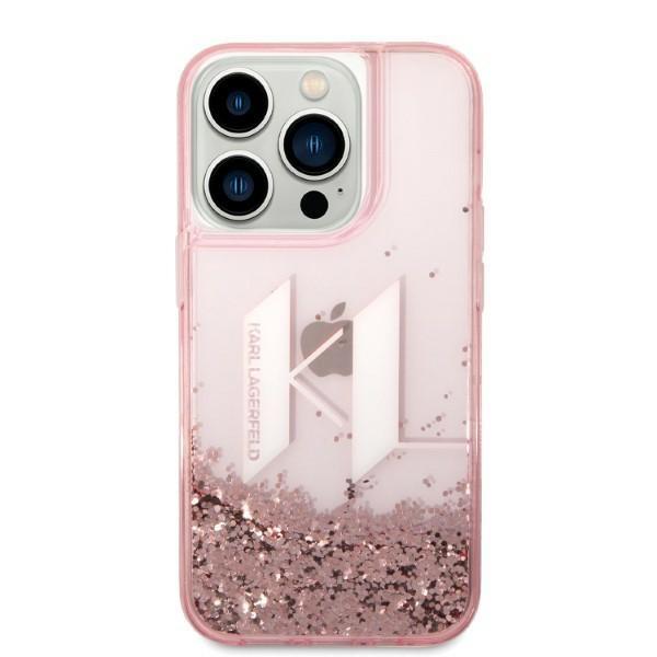 Etui do iPhone 14 Pro Karl Lagerfeld Liquid Glitter Różowe