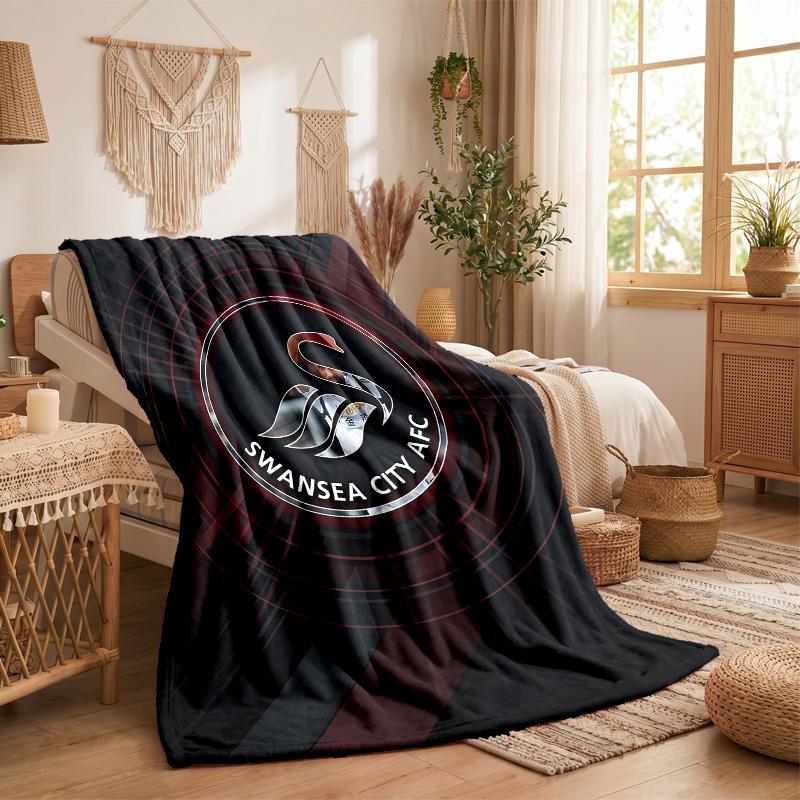 Swansea City Theme Fleece Blanket Cozy Soft Plush Blanket For Bedroom Couch Travel
