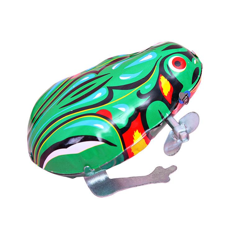 Children's Classic Iron Wind Up Clockwork Toy Jumping Frog Retro Toy Puzzle Education Children's Kids Gift
