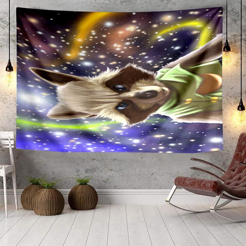 Galactic Raccoon Hero Tapestry, Unique Design Tapestry, Wall Decor for Bedroom,Livingroom, Playroom,Heartwarming Fan Holiday Gifts