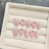 HANDMADE Artificial Nail Icy Peach Pure Desire Blush Girly Pink Short Style Phototherapy Nails Fake Nails Reusable and Removable Nails