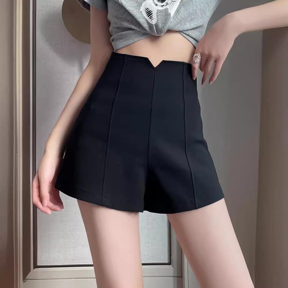 Летние шорты А-силуэта с высокой посадкой и широкими штанинами для миниатюрных горячих девушек