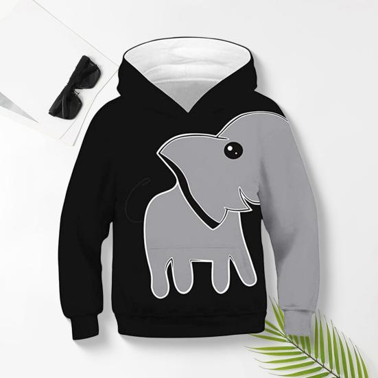Толстовка с капюшоном для малышей с длинным рукавом, пуловер, толстовка с милым слоном, свободная толстовка с капюшоном, спортивная одежда для отдыха