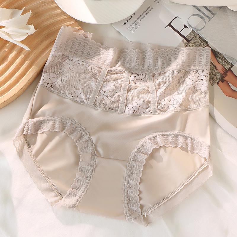 Plus Size Women's High-Waisted Lace Seamless Briefs – Breathable, Tummy Control, Hip Lift, Antibacterial Crotch.