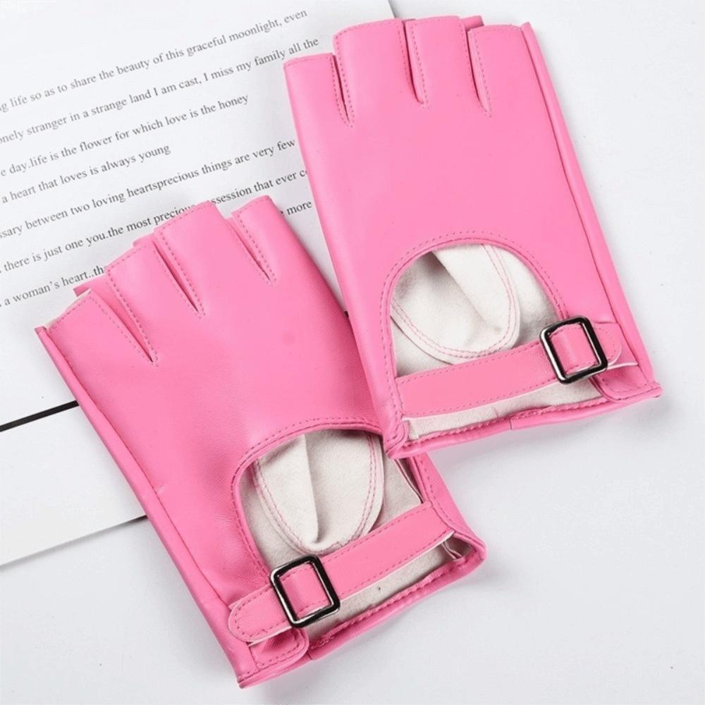 Punk PU Leather Gloves Short Fingerless Mittens Hip Hop Half Finger Gloves  Hip-Hop
