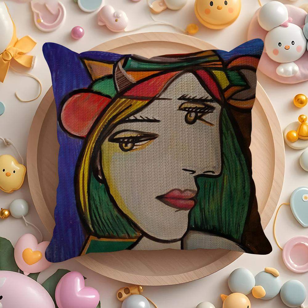 P-Picasso Масляный Кушон Чехол Лен Органическая Ткань Двусторонний Принт Дышащая Наволочка Диван Домашний Декор Подарок