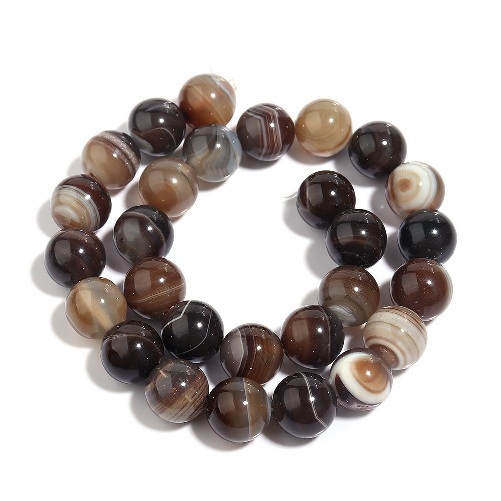 Dark Coffee Brown Stripe Agate Spacer Beads 4-12mm Loose Beads for Jewelry Making Accessories DIY