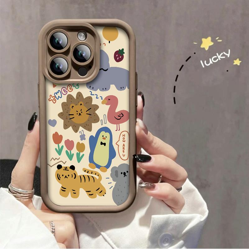 Мультяшный лев тигр животные милый принт модный чехол гибкий мягкий силиконовый чехол TPU полная задняя крышка для iPhone Samsung