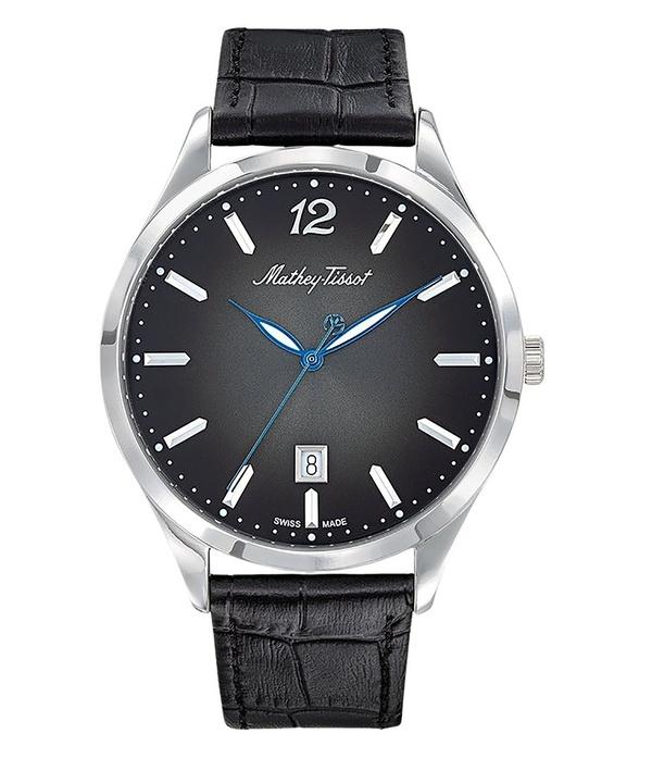 Mathey-Tissot Urban Leather Strap Black Dial Quartz H411AN Men's Watch