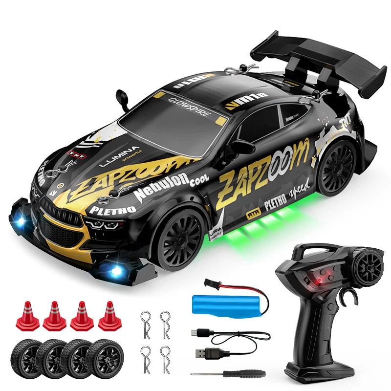 1/24 Remote Control Four-Wheel Drive Drift Sports Car With Led Lights Racing High Speed Vehicle Kids Toys Multiplayer Game Gifts