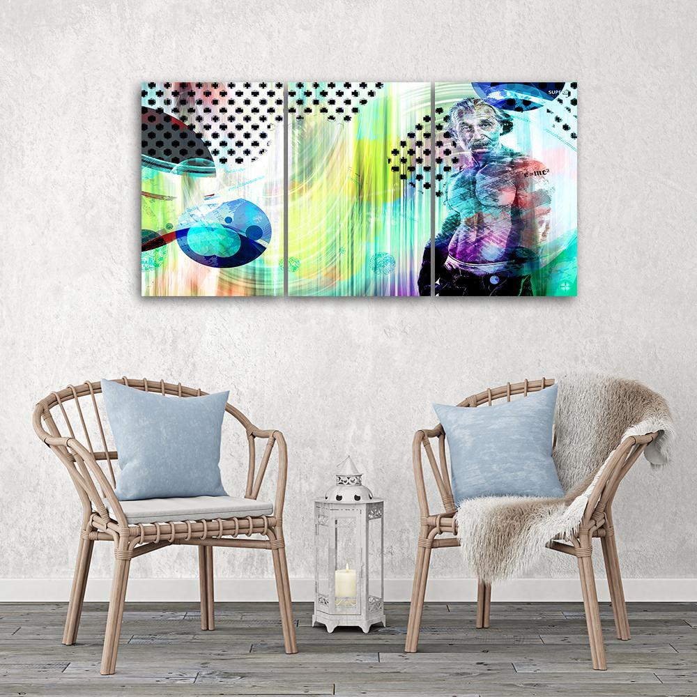 Картина из трех частей, печать на холсте, Альберт Эйнштейн