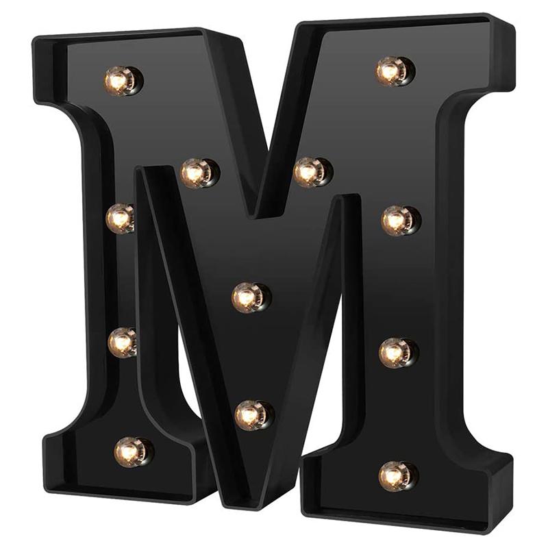 LED Black Letter Light 26 English Night Light Large Luminous Alphabet Lights Wedding Modeling Lamp For Party Birthday Home Bar