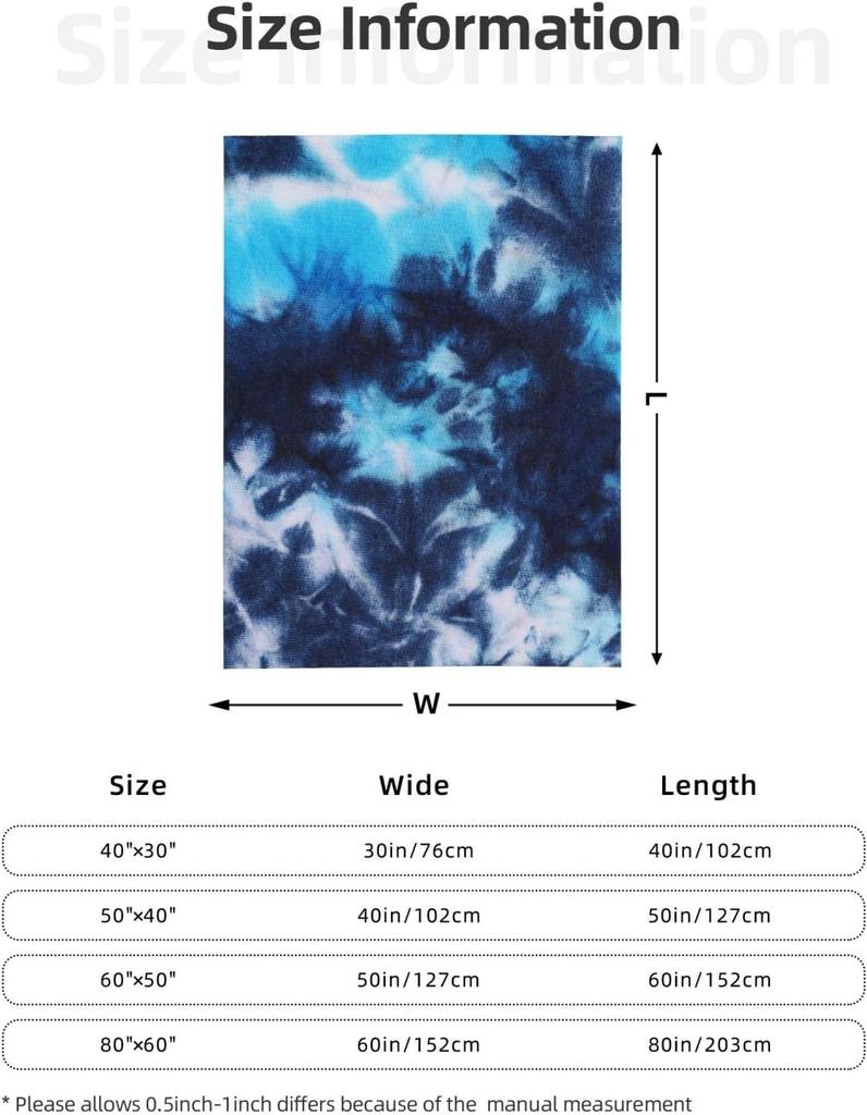 Пледы Tie Dye Синие Всесезонные Ультрамягкие Теплые Флисовые Пледы для Дома Кровати Дивана Кресла На Улицу Путешествий Кемпинга 50x40