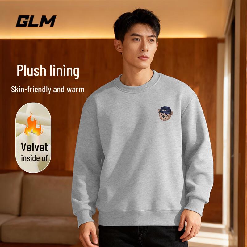 GLM Men's Alun Fleece Warm Round Neck Hoodie with JGL Bear Design