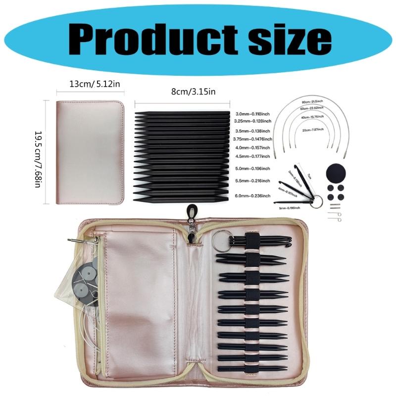 Набор из 9 пар сменных круговых спиц 3,0 мм-6,0 мм для вязания свитера, носка, алюминиевые спицы