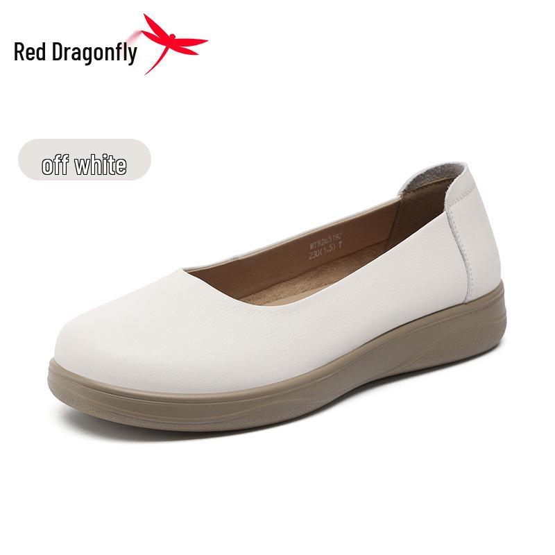 Женские летние кожаные балетки Red Dragonfly без шнуровки - Повседневные и стильные для мам