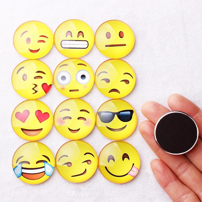 20 pcs/lot Cute Refrigerator Magnets, Dome Glass Fridge Magnet, Cartoon Expression Glass Magnetic Stickers