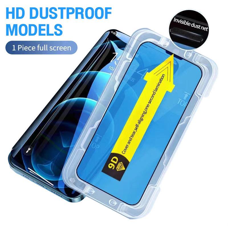 Закаленное стекло для iPhone 11 13 15 16 Чехол для iPhone 12 13 14 15 16 Pro Max XR 7 8 Plus XS Max SE Защитная пленка для экрана Установка пленок одним щелчком