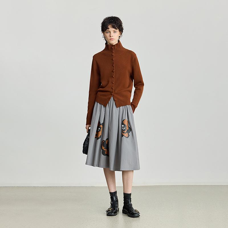 LILY wool two-piece lapel knitted cardigan
