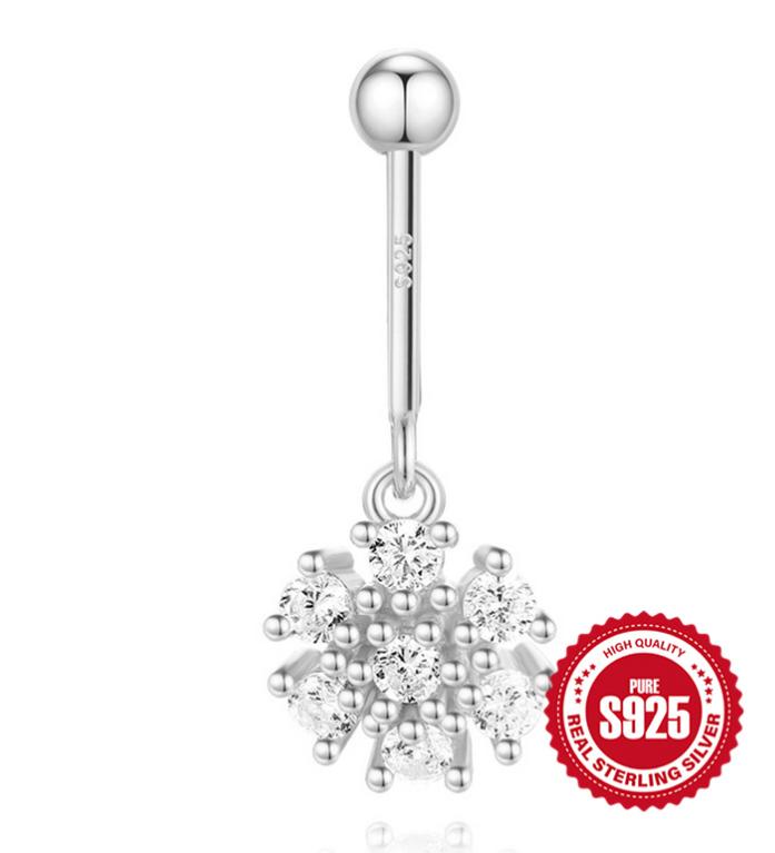 Piercings 925 Sterling Silver Zircon Snowflake Marquise Ball Flat Back Vertical Helix Piercing Ear Bone Earrings