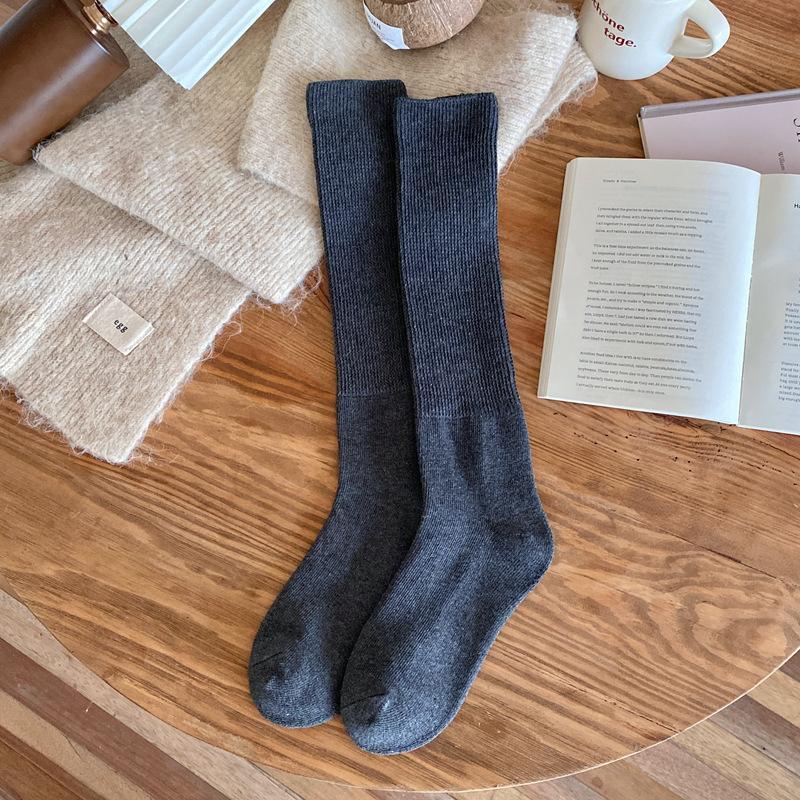 Autumn And Winter Stockings Children Thickened Terry Bottom Warm Medium Tube Stacking Socks Calf Socks Women