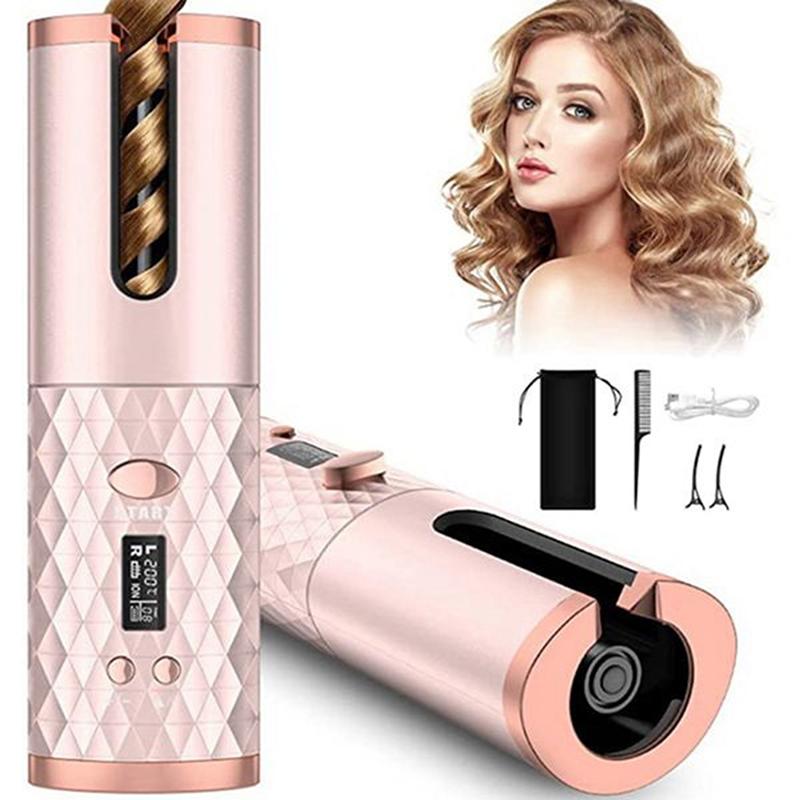 USB Auto Rotate Ceramic Hair Curler Portable Auto Curler LED Display Temperature Professional Curler