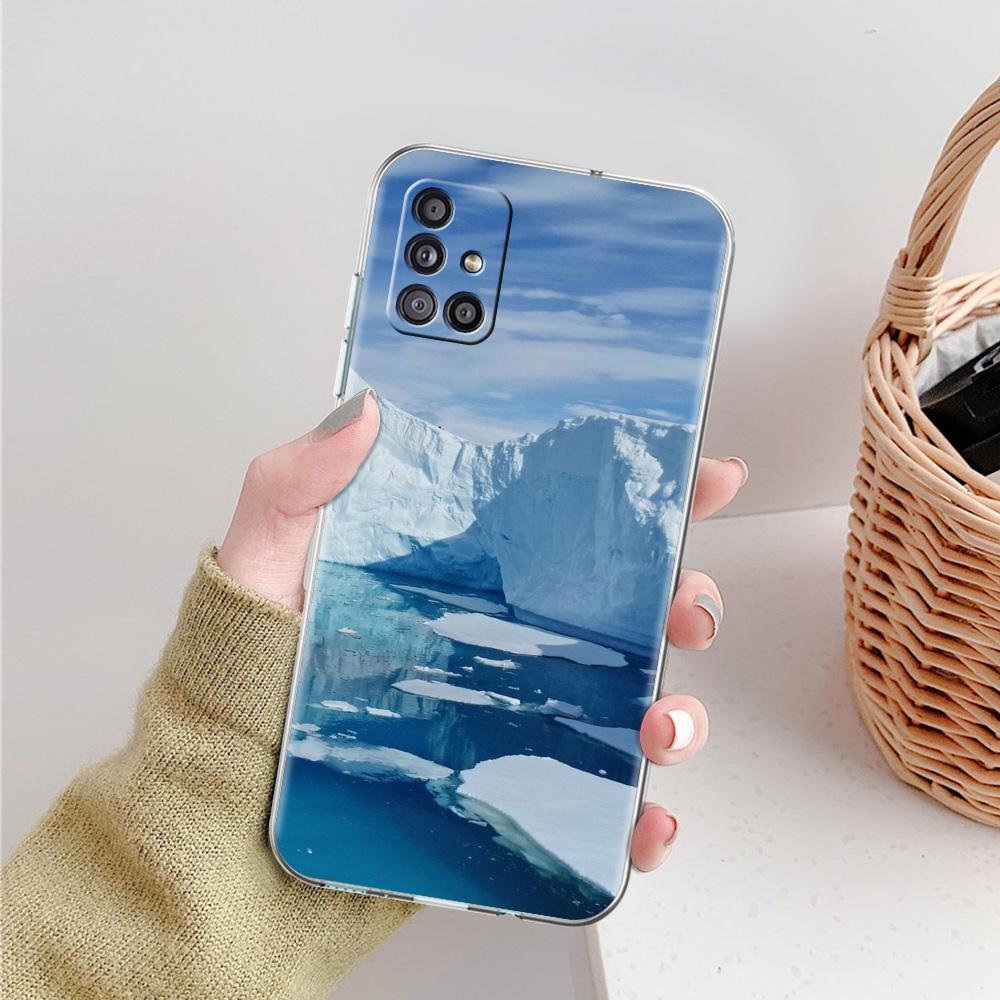 Чехол для телефона Samsung A15 A13 A35 A55 A51 A71 A41 A31 A21S A05 A17 A23 A25 A33 A53 A73 5G A07 4G Обложка Антарктика снежный пейзаж