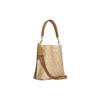 Coach Mollie Bucket Classic Monogram Snap Closure Faux Leather Bucket Bag Women bags Khaki CA582-IMNLJ