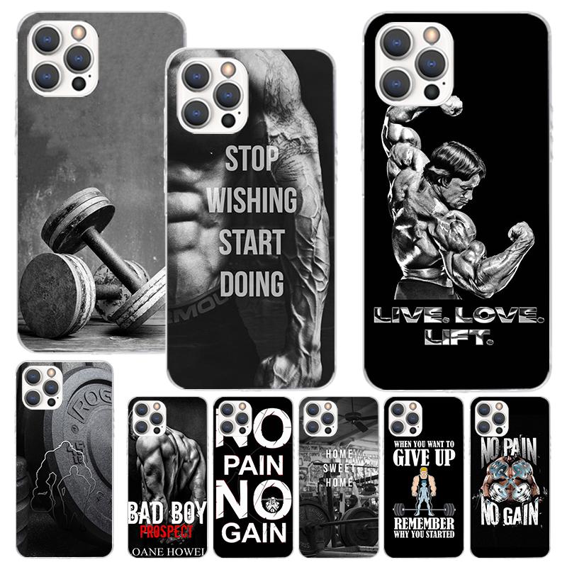 Bodybuilding Gym Fitness Muscle Print Soft Case for iPhone 17 Air 16 16E 15 14 Plus 13 Mini 12 11 Pro Max Phone Shell SE 7 8 Pat
